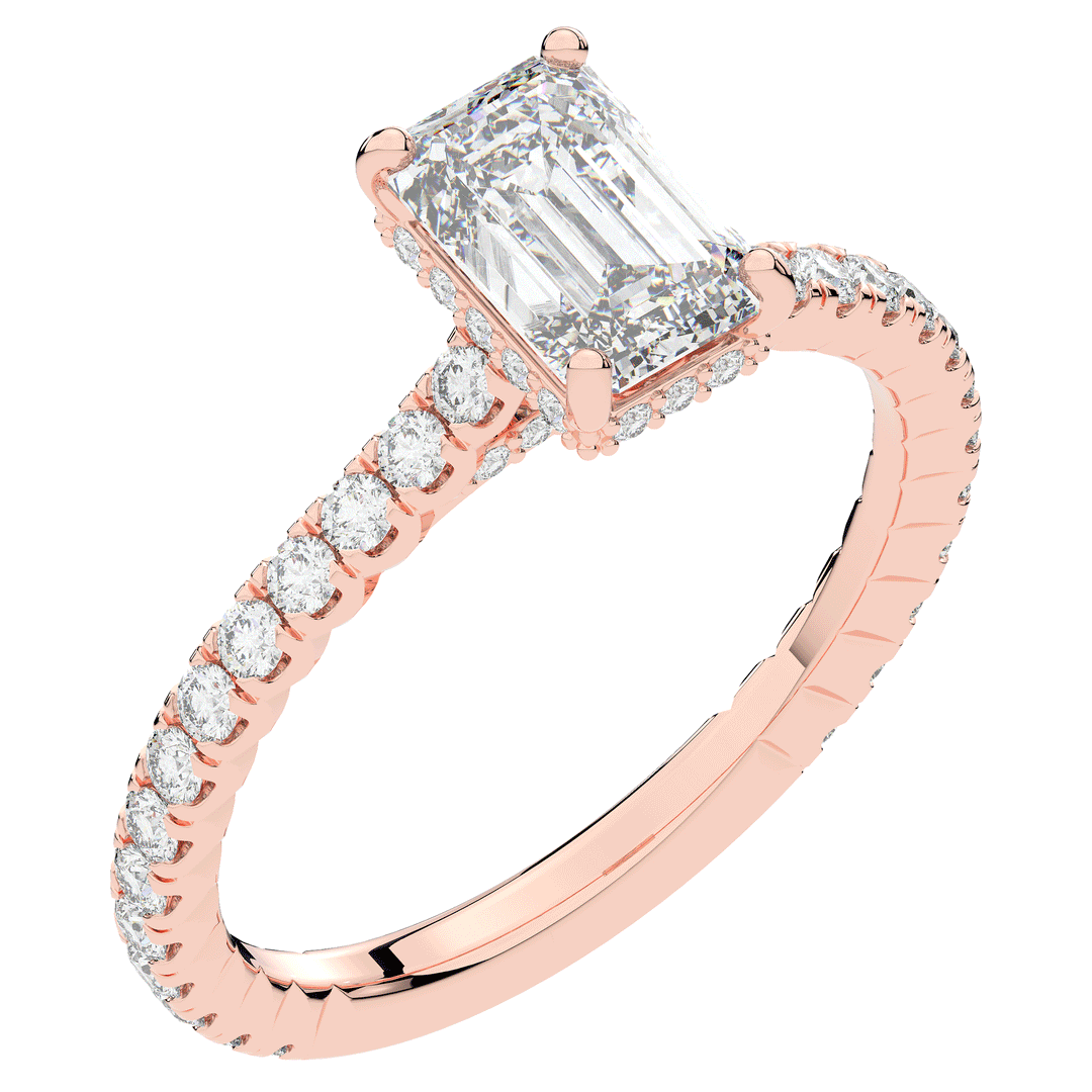 2.10CT.TW EMERALD CUT LAB DIAMOND UNDERHALO SOLITAIRE ENGAGEMENT RING - Nazarelle
