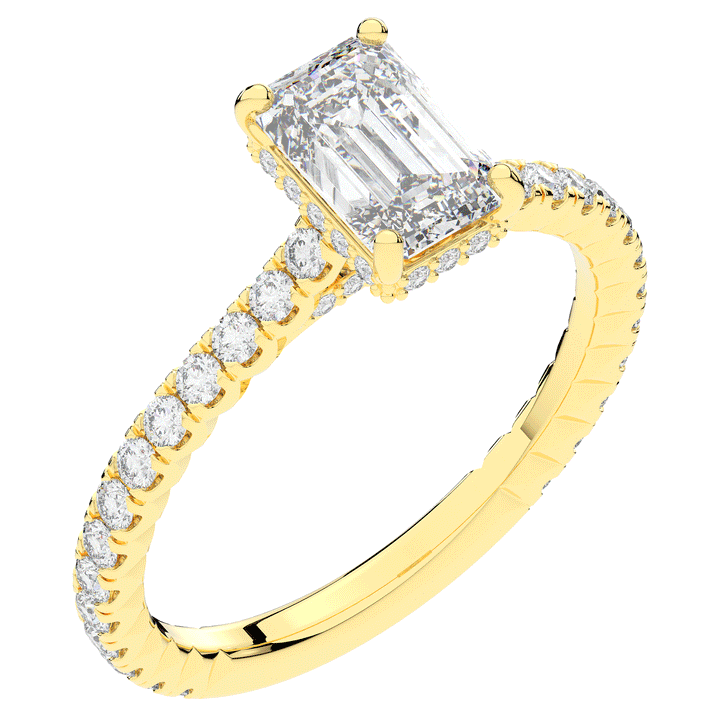 2.10CT.TW EMERALD CUT LAB DIAMOND UNDERHALO SOLITAIRE ENGAGEMENT RING - Nazarelle