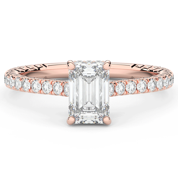 2.10CT.TW EMERALD CUT LAB DIAMOND UNDERHALO SOLITAIRE ENGAGEMENT RING - Nazarelle