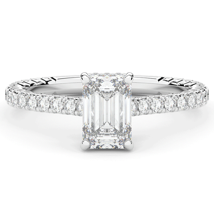 2.10CT.TW EMERALD CUT LAB DIAMOND UNDERHALO SOLITAIRE ENGAGEMENT RING - Nazarelle
