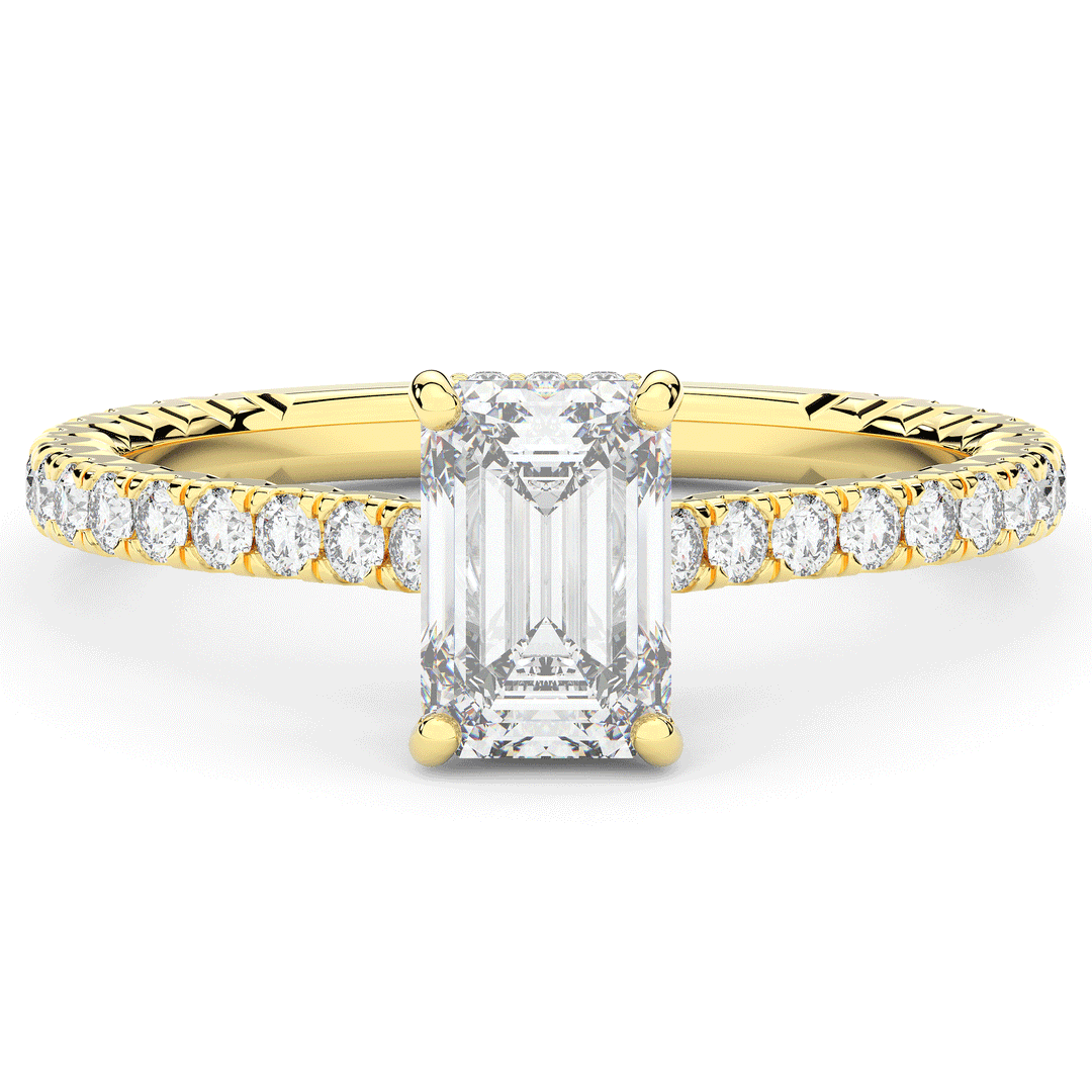 2.10CT.TW EMERALD CUT LAB DIAMOND UNDERHALO SOLITAIRE ENGAGEMENT RING - Nazarelle