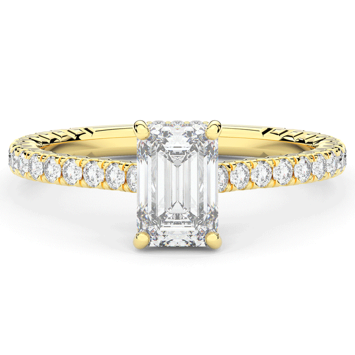 2.10CT.TW EMERALD CUT LAB DIAMOND UNDERHALO SOLITAIRE ENGAGEMENT RING - Nazarelle