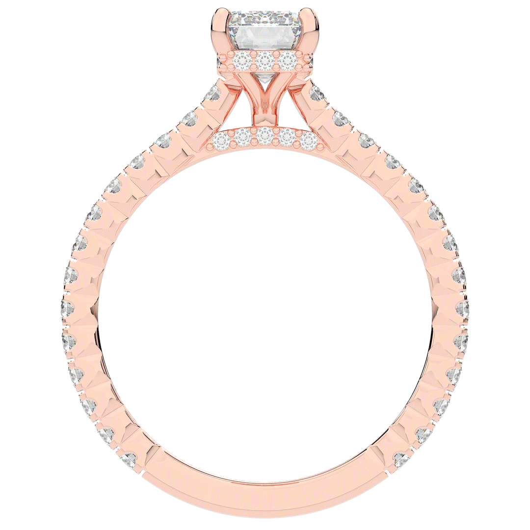 2.10CT.TW EMERALD CUT LAB DIAMOND UNDERHALO SOLITAIRE ENGAGEMENT RING - Nazarelle