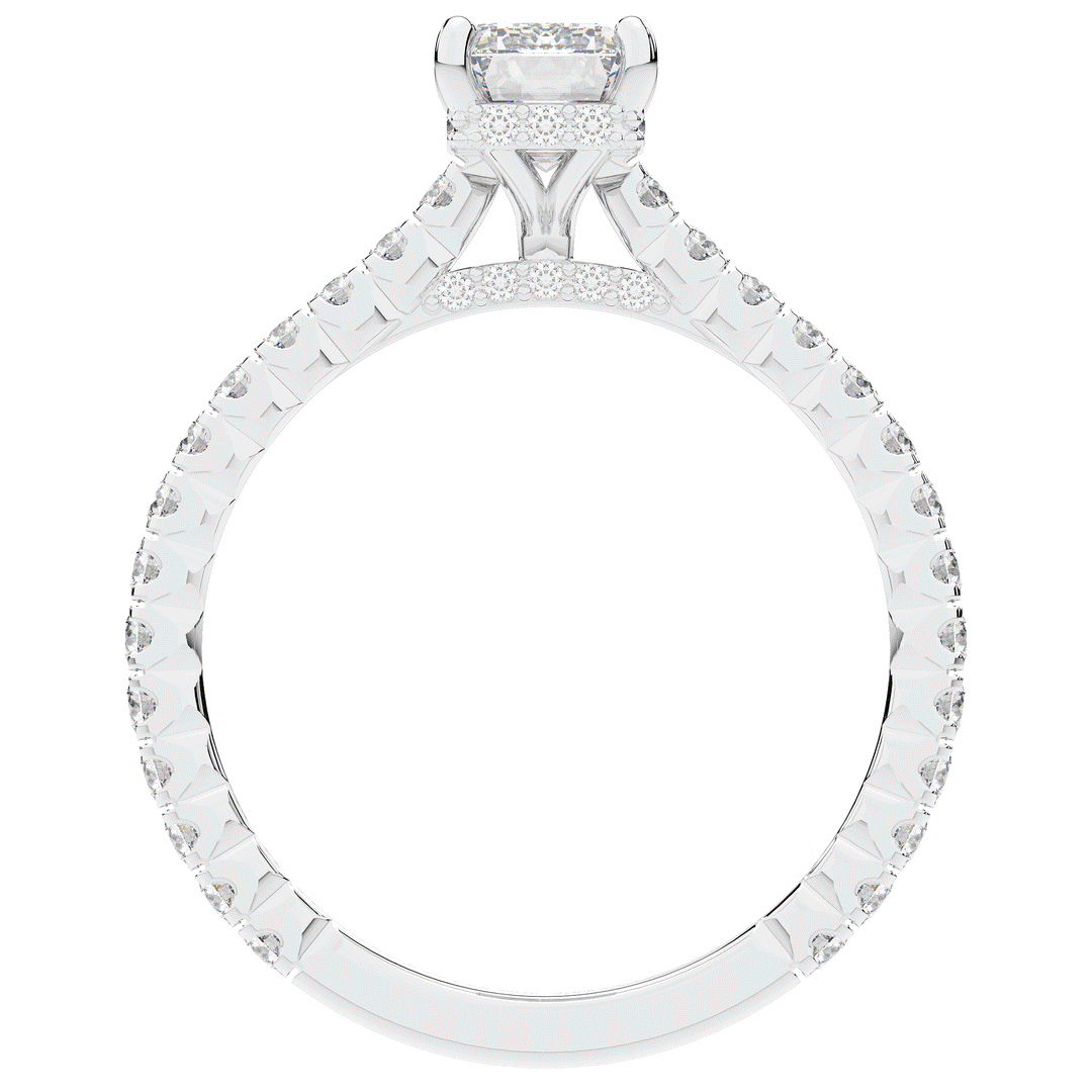 2.10CT.TW EMERALD CUT LAB DIAMOND UNDERHALO SOLITAIRE ENGAGEMENT RING - Nazarelle