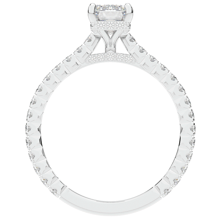 2.10CT.TW EMERALD CUT LAB DIAMOND UNDERHALO SOLITAIRE ENGAGEMENT RING - Nazarelle