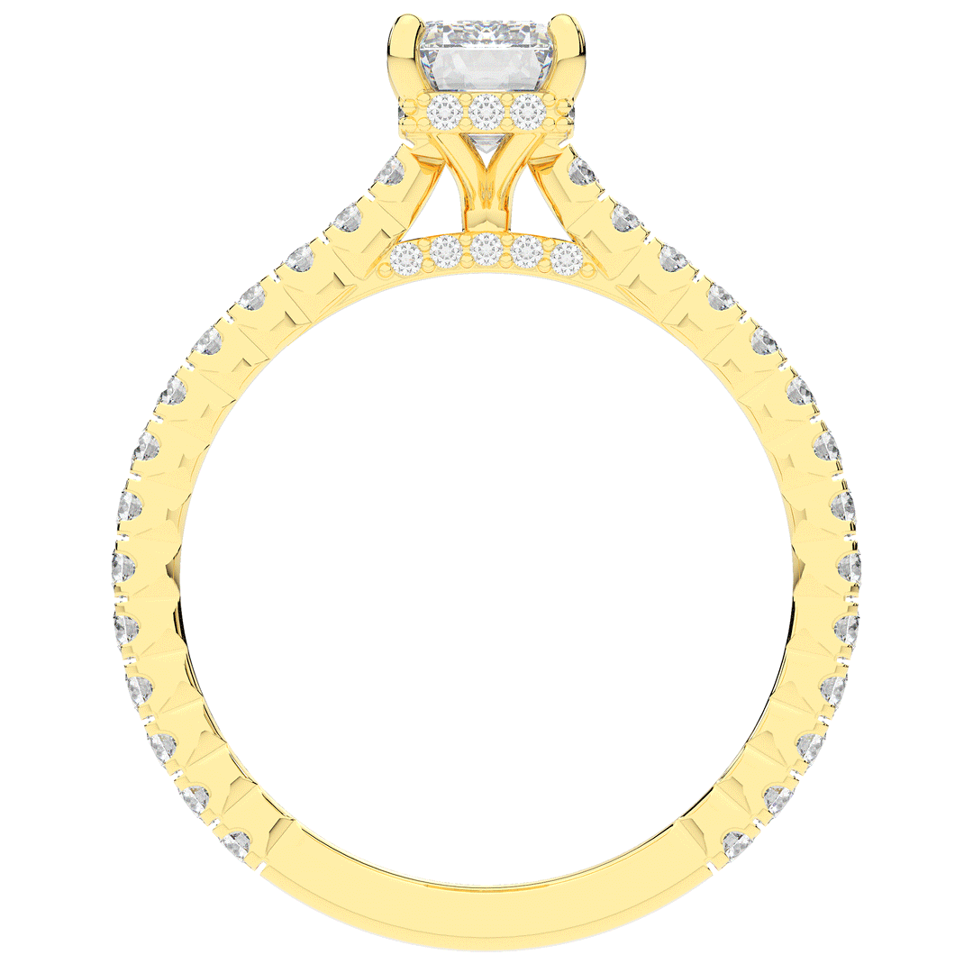 2.10CT.TW EMERALD CUT LAB DIAMOND UNDERHALO SOLITAIRE ENGAGEMENT RING - Nazarelle