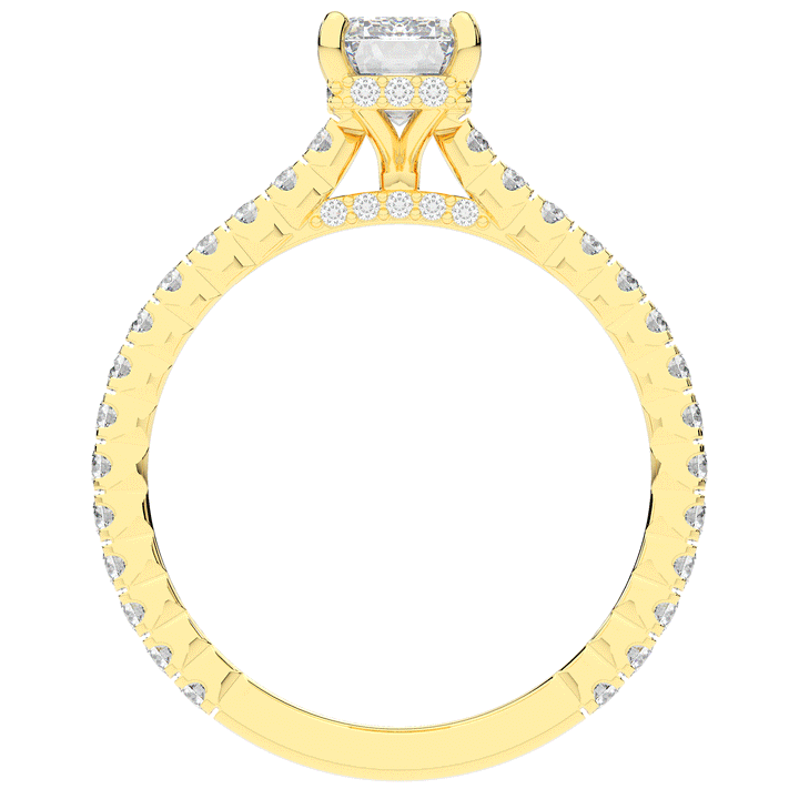 2.10CT.TW EMERALD CUT LAB DIAMOND UNDERHALO SOLITAIRE ENGAGEMENT RING - Nazarelle