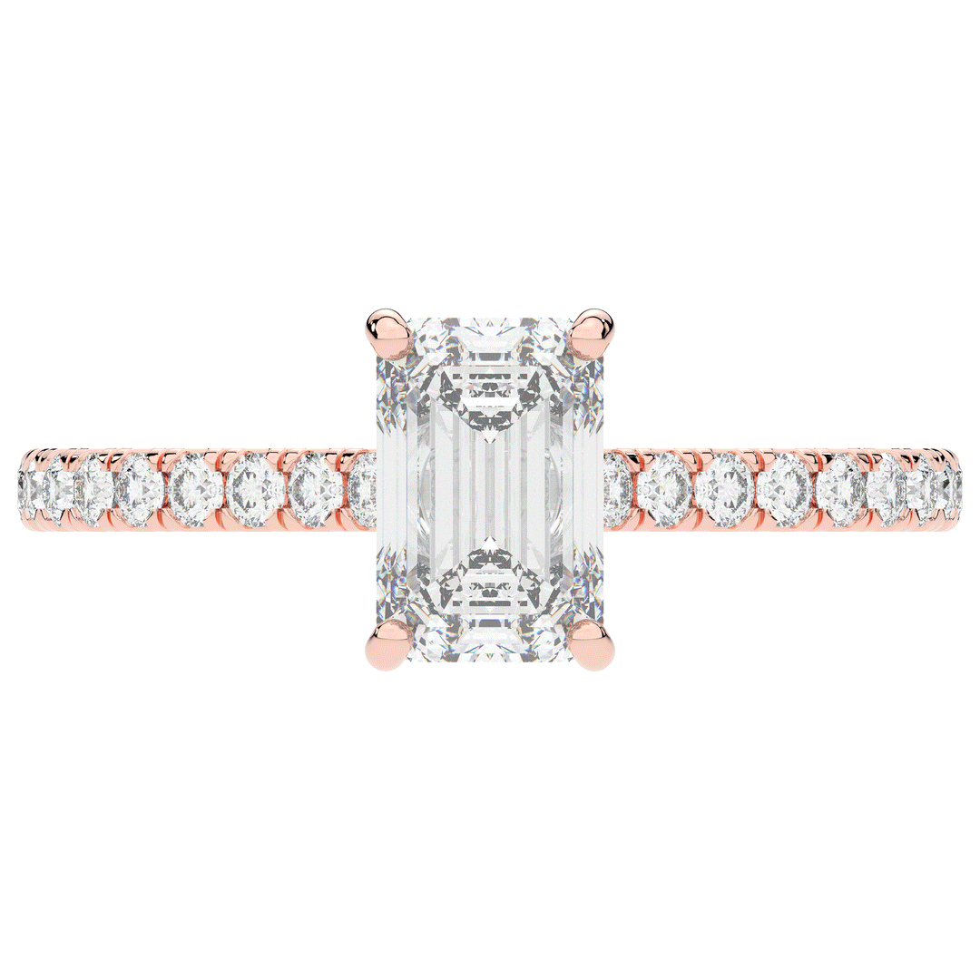 2.10CT.TW EMERALD CUT LAB DIAMOND UNDERHALO SOLITAIRE ENGAGEMENT RING - Nazarelle