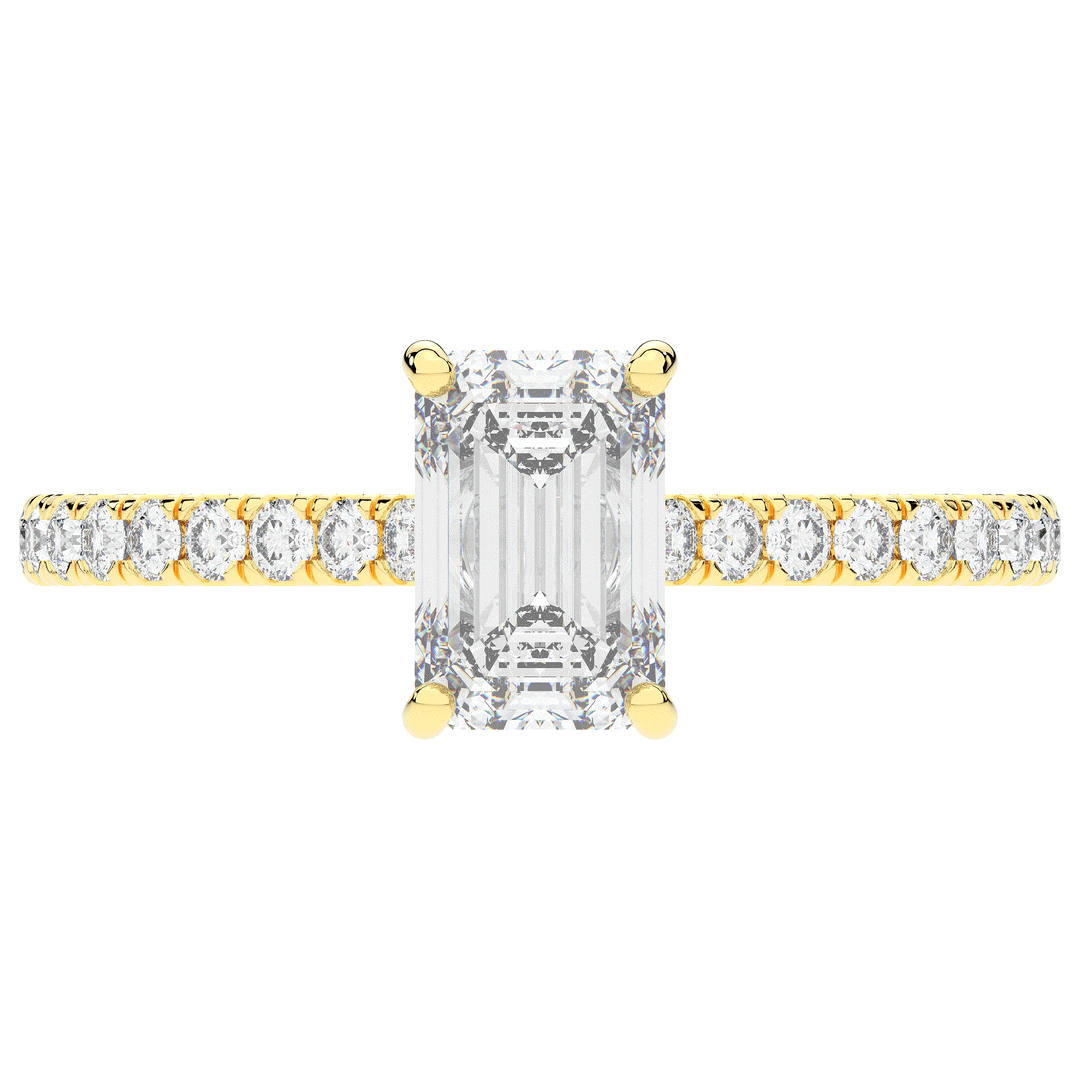 2.10CT.TW EMERALD CUT LAB DIAMOND UNDERHALO SOLITAIRE ENGAGEMENT RING - Nazarelle