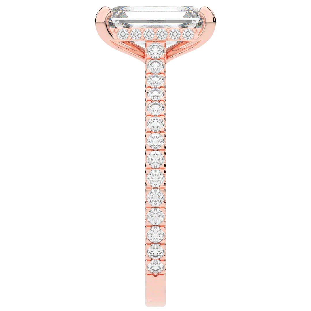 3.50CT.TW EMERALD CUT LAB DIAMOND UNDERHALO SOLITAIRE TWO TONE ENGAGEMENT RING - Nazarelle