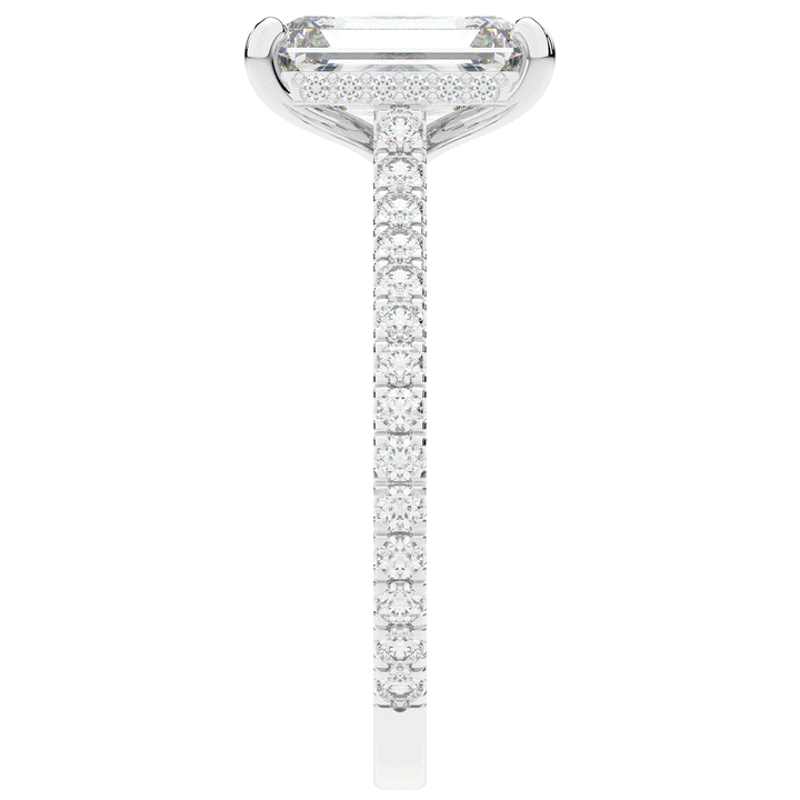 3.50CT.TW EMERALD CUT LAB DIAMOND UNDERHALO SOLITAIRE TWO TONE ENGAGEMENT RING - Nazarelle