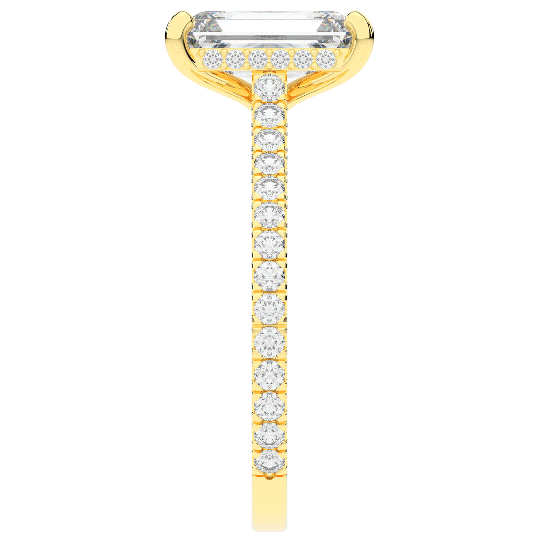 3.50CT.TW EMERALD CUT LAB DIAMOND UNDERHALO SOLITAIRE TWO TONE ENGAGEMENT RING - Nazarelle