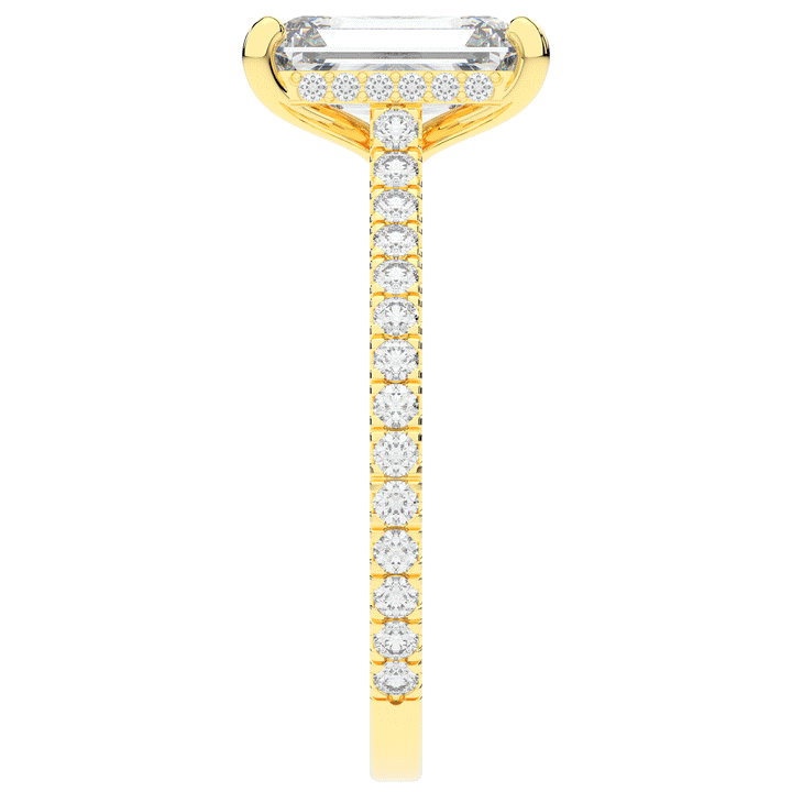 3.50CT.TW EMERALD CUT LAB DIAMOND UNDERHALO SOLITAIRE TWO TONE ENGAGEMENT RING - Nazarelle