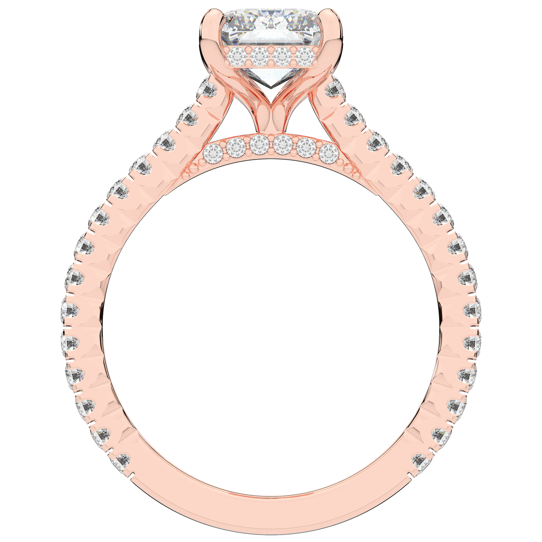 3.50CT.TW EMERALD CUT LAB DIAMOND UNDERHALO SOLITAIRE TWO TONE ENGAGEMENT RING - Nazarelle