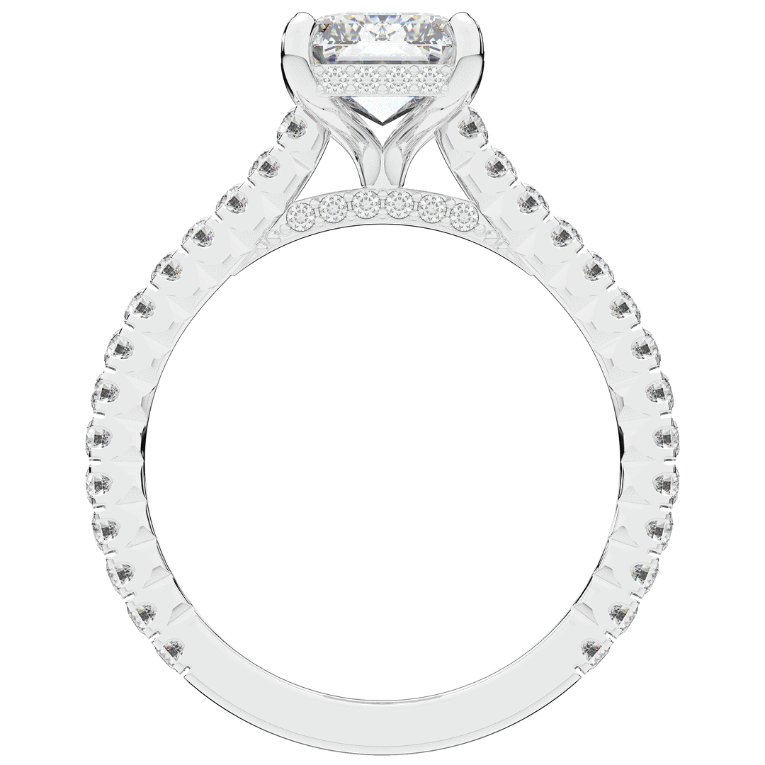 3.50CT.TW EMERALD CUT LAB DIAMOND UNDERHALO SOLITAIRE TWO TONE ENGAGEMENT RING - Nazarelle