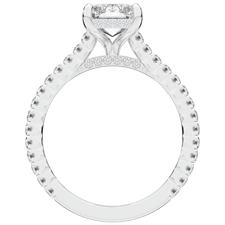 3.50CT.TW EMERALD CUT LAB DIAMOND UNDERHALO SOLITAIRE TWO TONE ENGAGEMENT RING - Nazarelle