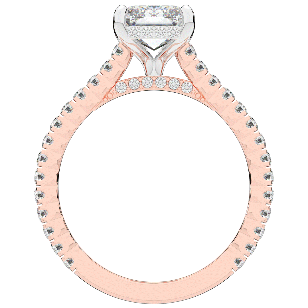 3.50CT.TW EMERALD CUT LAB DIAMOND UNDERHALO SOLITAIRE TWO TONE ENGAGEMENT RING - Nazarelle