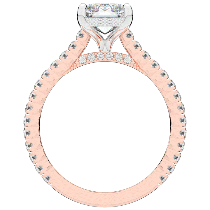 3.50CT.TW EMERALD CUT LAB DIAMOND UNDERHALO SOLITAIRE TWO TONE ENGAGEMENT RING - Nazarelle