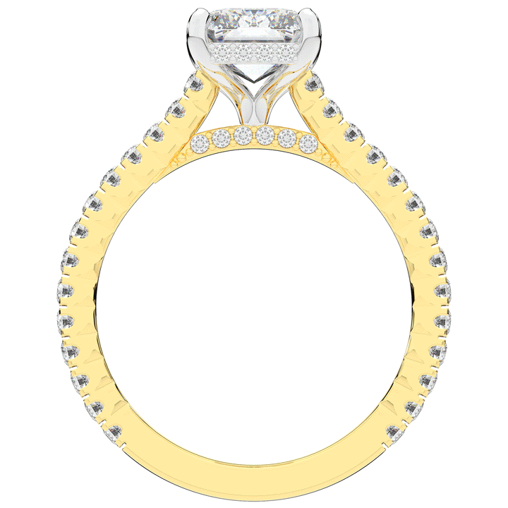 3.50CT.TW EMERALD CUT LAB DIAMOND UNDERHALO SOLITAIRE TWO TONE ENGAGEMENT RING - Nazarelle