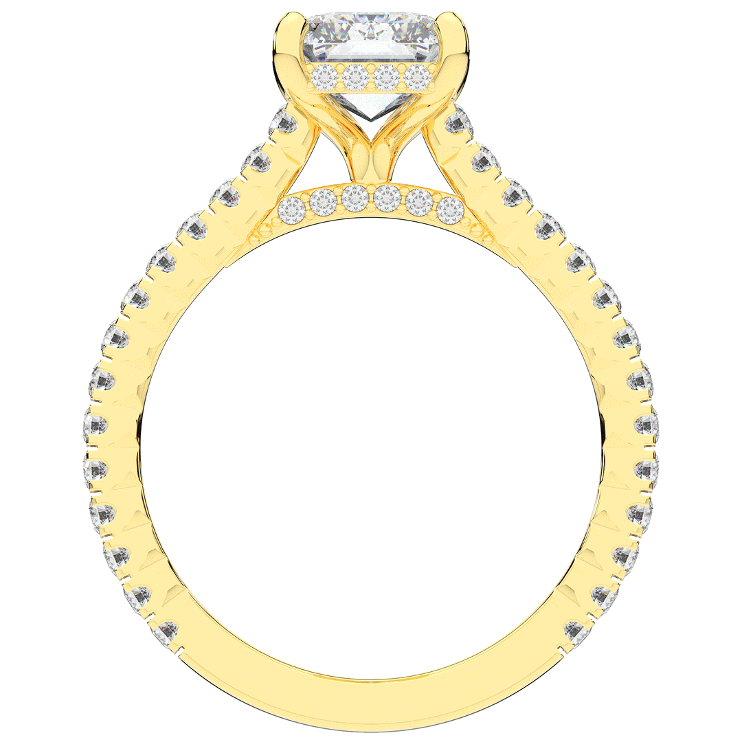 3.50CT.TW EMERALD CUT LAB DIAMOND UNDERHALO SOLITAIRE TWO TONE ENGAGEMENT RING - Nazarelle