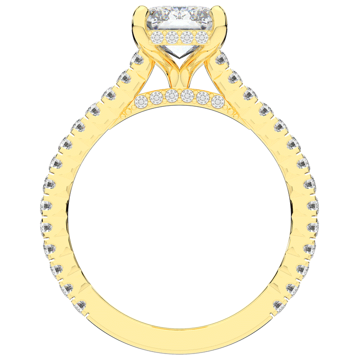 3.50CT.TW EMERALD CUT LAB DIAMOND UNDERHALO SOLITAIRE TWO TONE ENGAGEMENT RING - Nazarelle