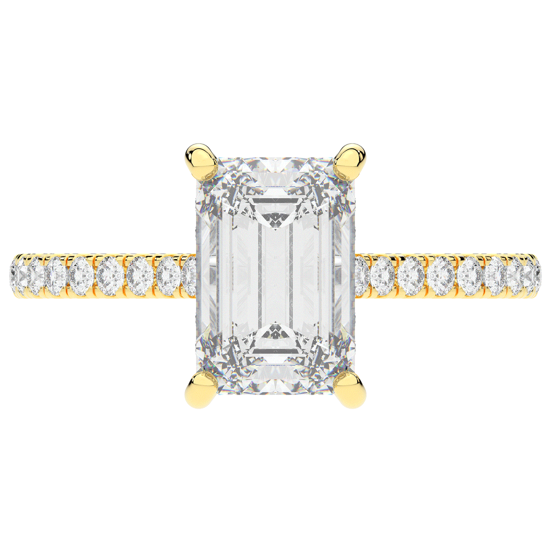 3.50CT.TW EMERALD CUT LAB DIAMOND UNDERHALO SOLITAIRE TWO TONE ENGAGEMENT RING - Nazarelle