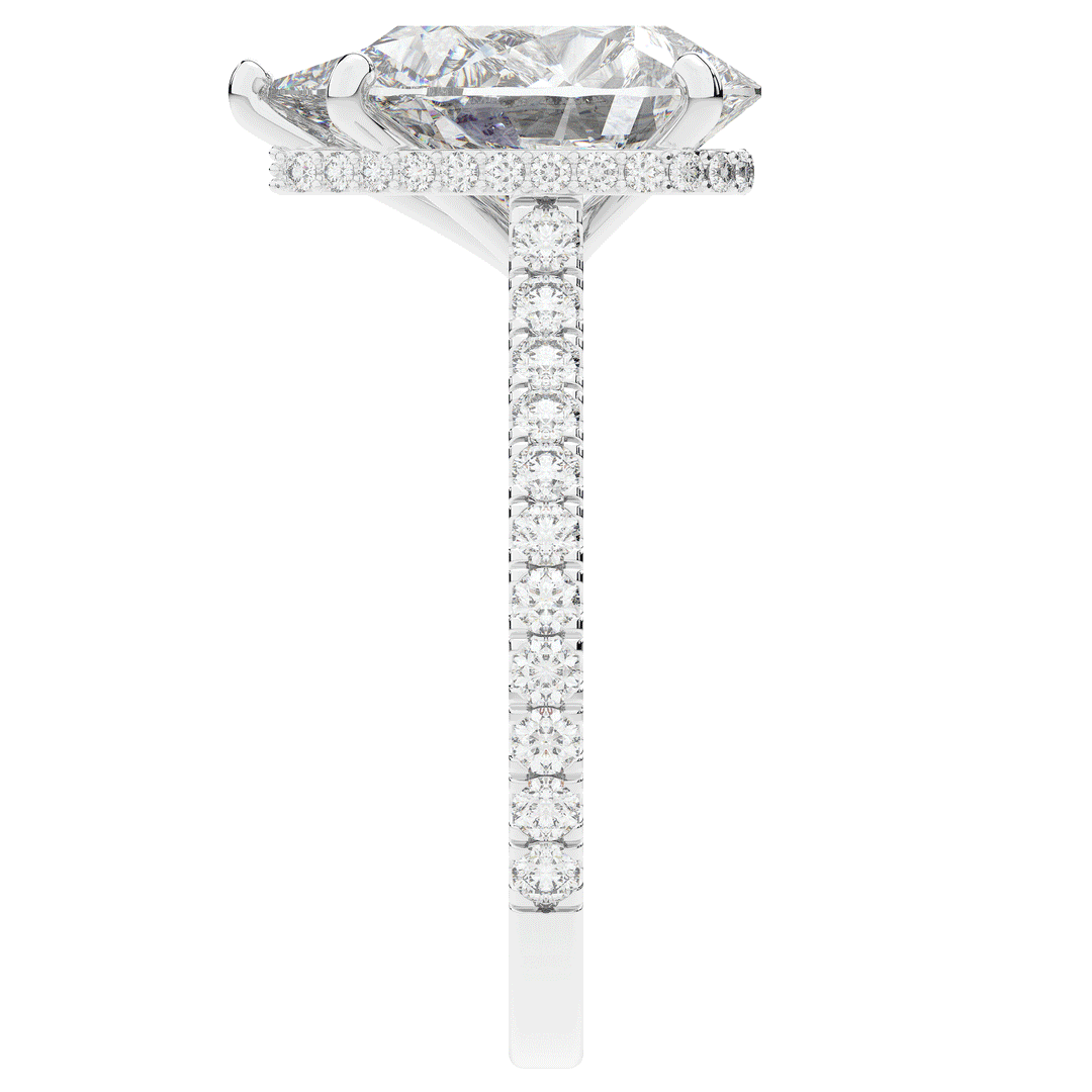 4.60CT.TW PEAR LAB DIAMOND UNDERHALO SOLITAIRE ENGAGEMENT RING - Nazarelle