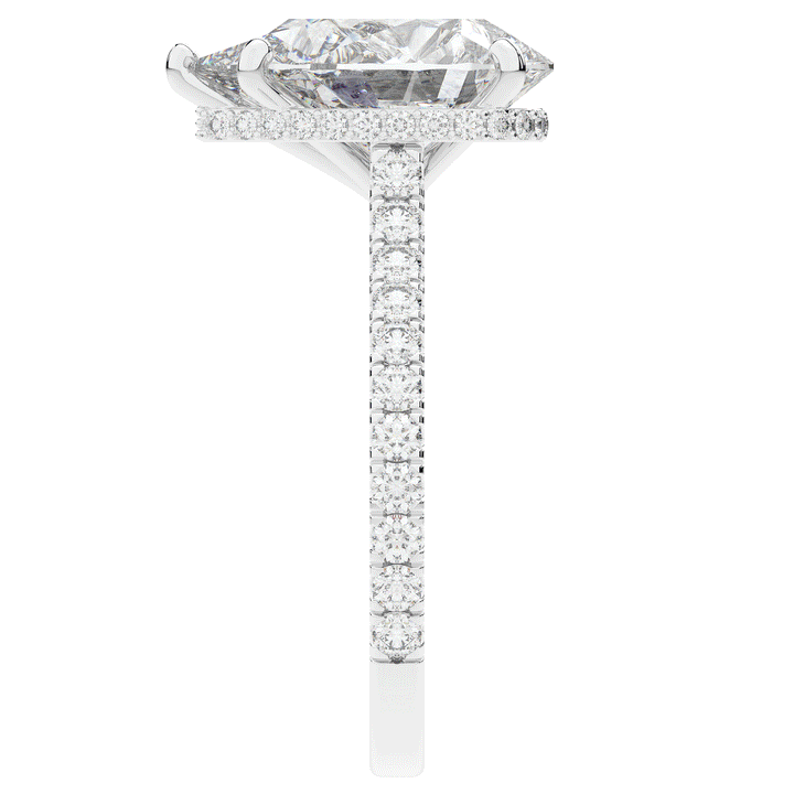 4.60CT.TW PEAR LAB DIAMOND UNDERHALO SOLITAIRE ENGAGEMENT RING - Nazarelle