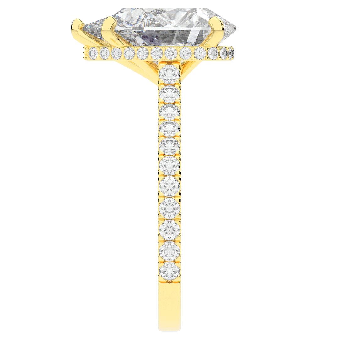 4.60CT.TW PEAR LAB DIAMOND UNDERHALO SOLITAIRE ENGAGEMENT RING - Nazarelle