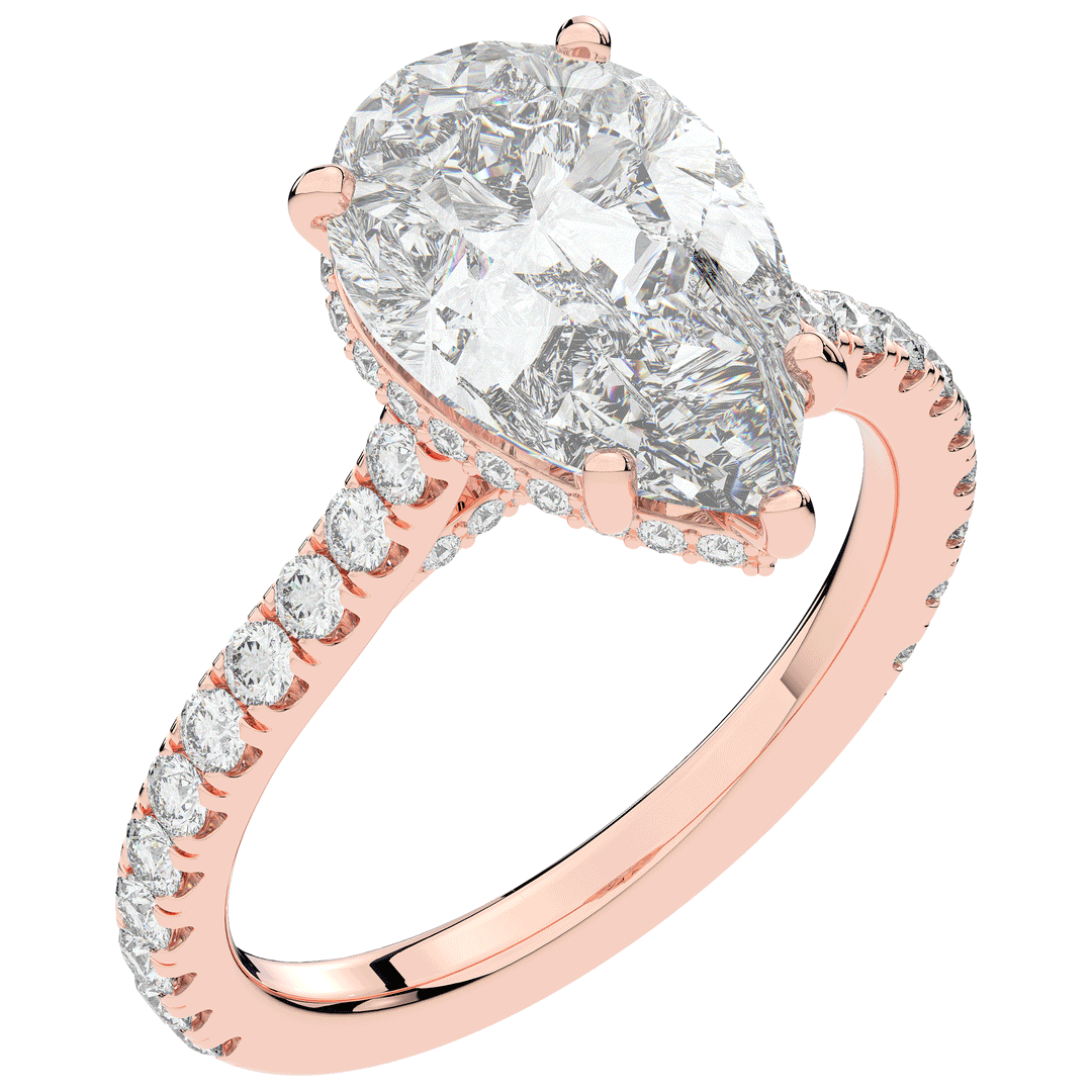 4.60CT.TW PEAR LAB DIAMOND UNDERHALO SOLITAIRE ENGAGEMENT RING - Nazarelle
