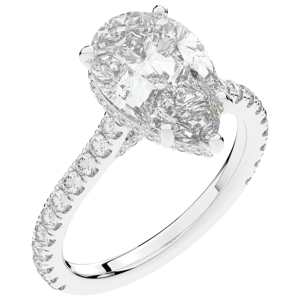 4.60CT.TW PEAR LAB DIAMOND UNDERHALO SOLITAIRE ENGAGEMENT RING - Nazarelle