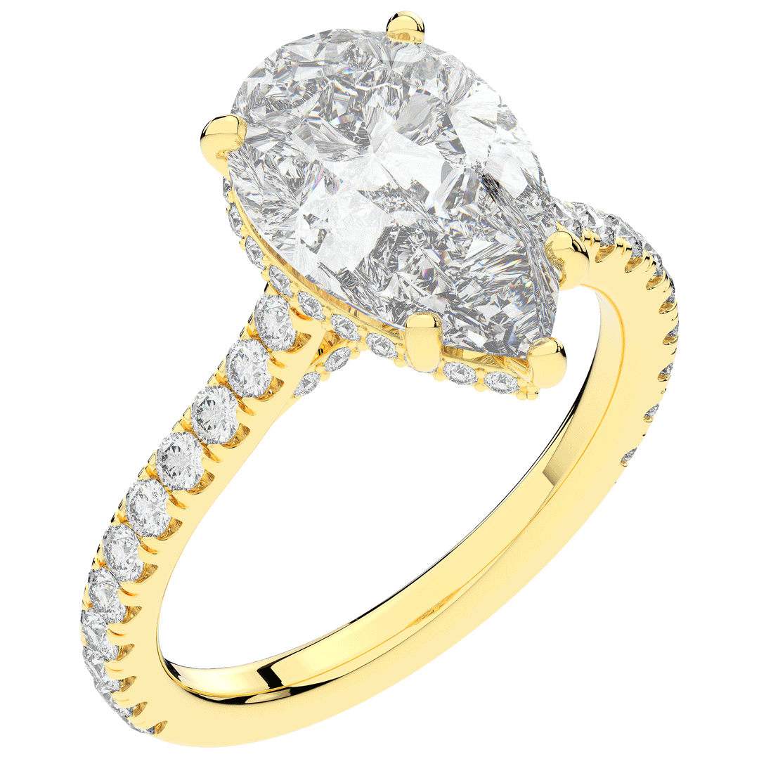 4.60CT.TW PEAR LAB DIAMOND UNDERHALO SOLITAIRE ENGAGEMENT RING - Nazarelle