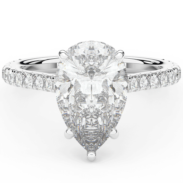 4.60CT.TW PEAR LAB DIAMOND UNDERHALO SOLITAIRE ENGAGEMENT RING - Nazarelle