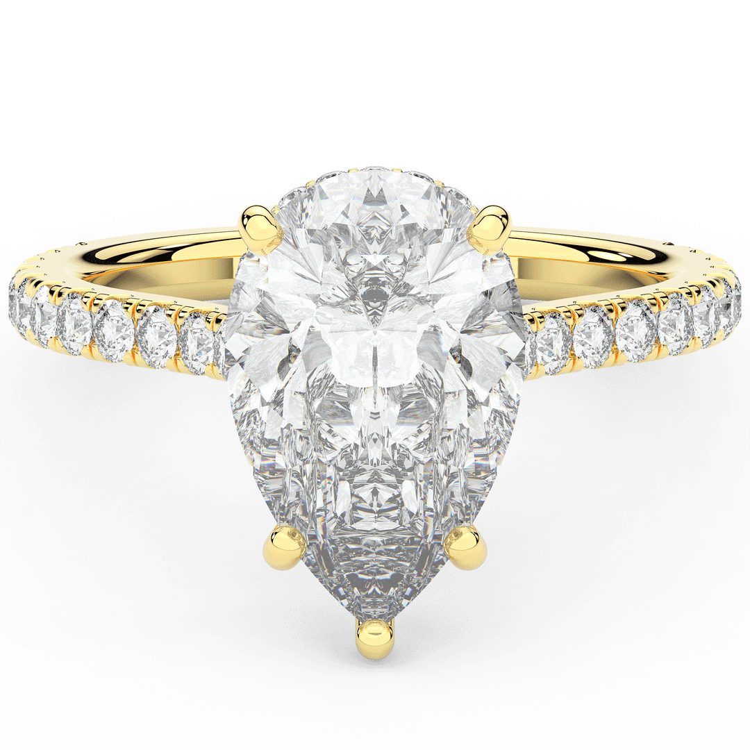 4.60CT.TW PEAR LAB DIAMOND UNDERHALO SOLITAIRE ENGAGEMENT RING - Nazarelle