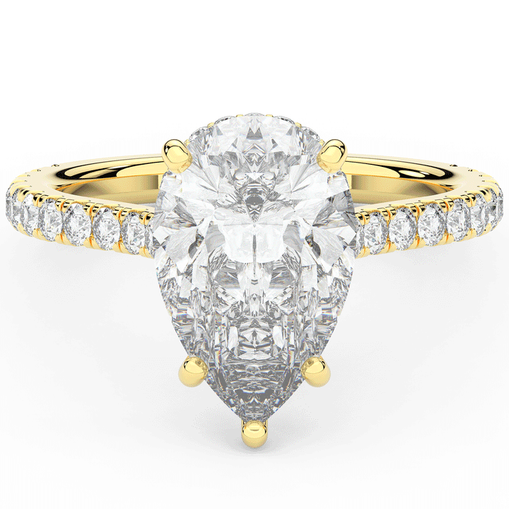 4.60CT.TW PEAR LAB DIAMOND UNDERHALO SOLITAIRE ENGAGEMENT RING - Nazarelle