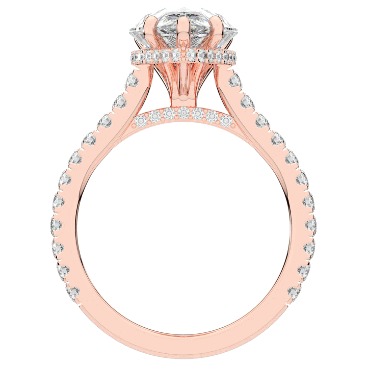 4.60CT.TW PEAR LAB DIAMOND UNDERHALO SOLITAIRE ENGAGEMENT RING - Nazarelle