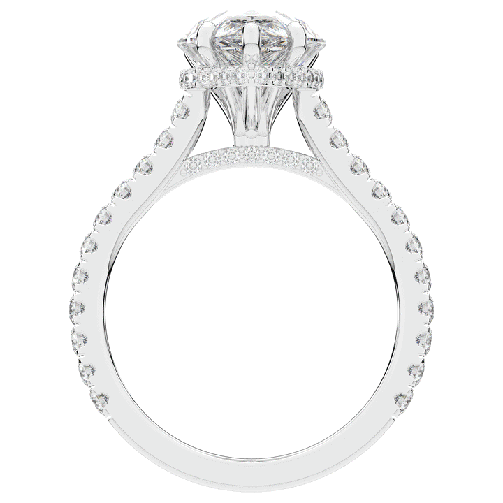 4.60CT.TW PEAR LAB DIAMOND UNDERHALO SOLITAIRE ENGAGEMENT RING - Nazarelle