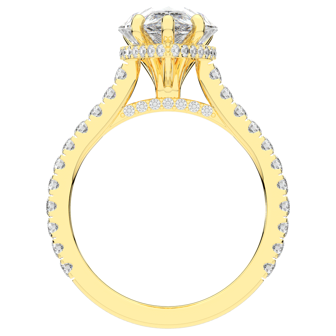 4.60CT.TW PEAR LAB DIAMOND UNDERHALO SOLITAIRE ENGAGEMENT RING - Nazarelle