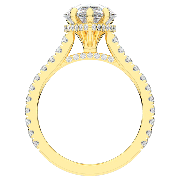 4.60CT.TW PEAR LAB DIAMOND UNDERHALO SOLITAIRE ENGAGEMENT RING - Nazarelle