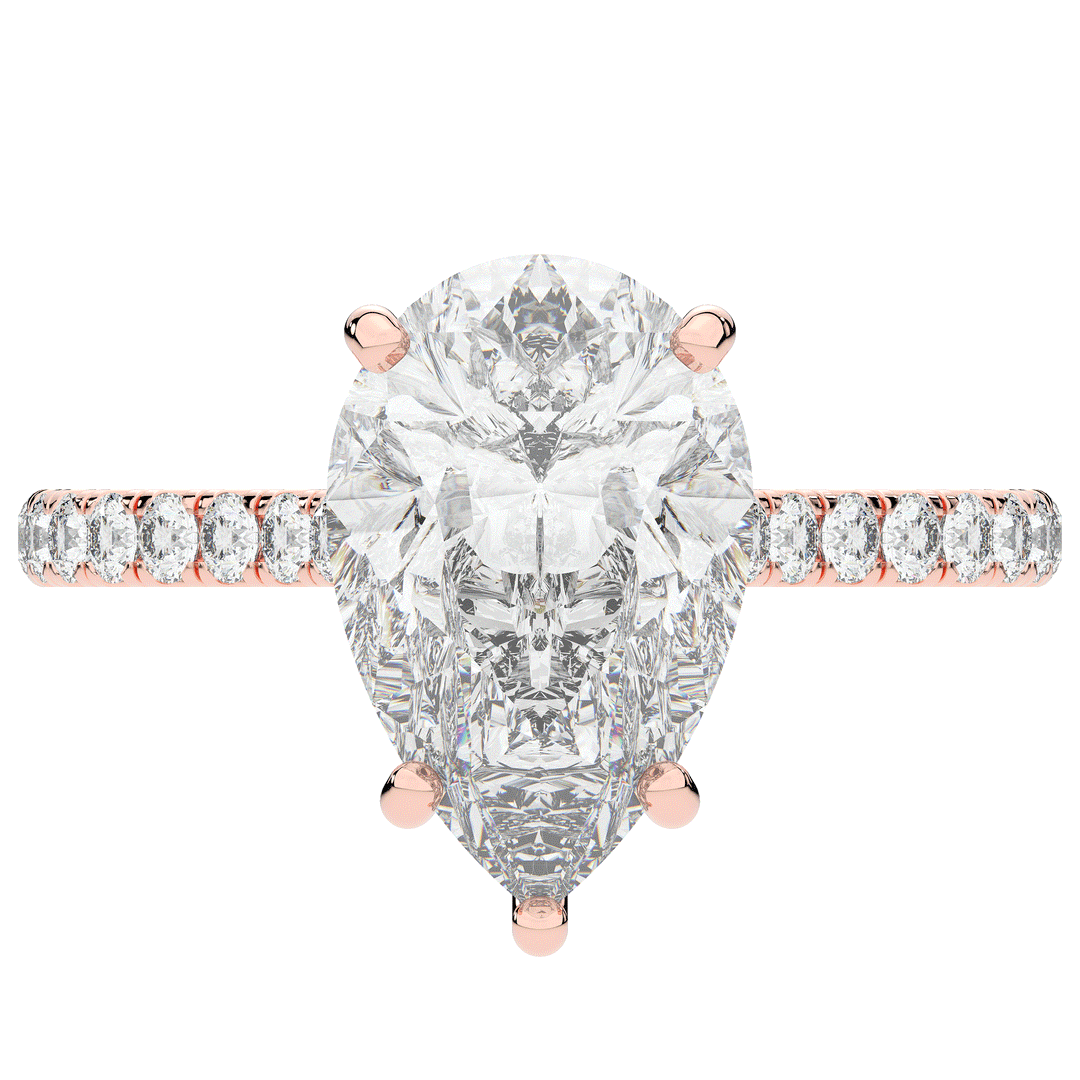 4.60CT.TW PEAR LAB DIAMOND UNDERHALO SOLITAIRE ENGAGEMENT RING - Nazarelle