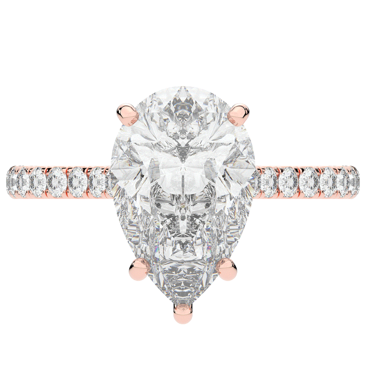 4.60CT.TW PEAR LAB DIAMOND UNDERHALO SOLITAIRE ENGAGEMENT RING - Nazarelle