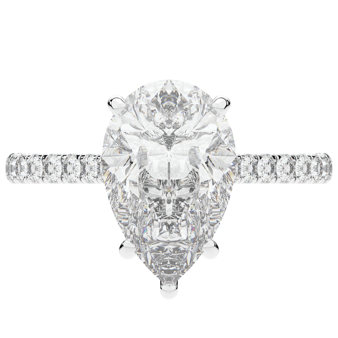 4.60CT.TW PEAR LAB DIAMOND UNDERHALO SOLITAIRE ENGAGEMENT RING - Nazarelle