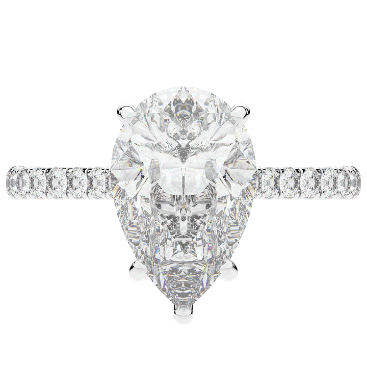 4.60CT.TW PEAR LAB DIAMOND UNDERHALO SOLITAIRE ENGAGEMENT RING - Nazarelle
