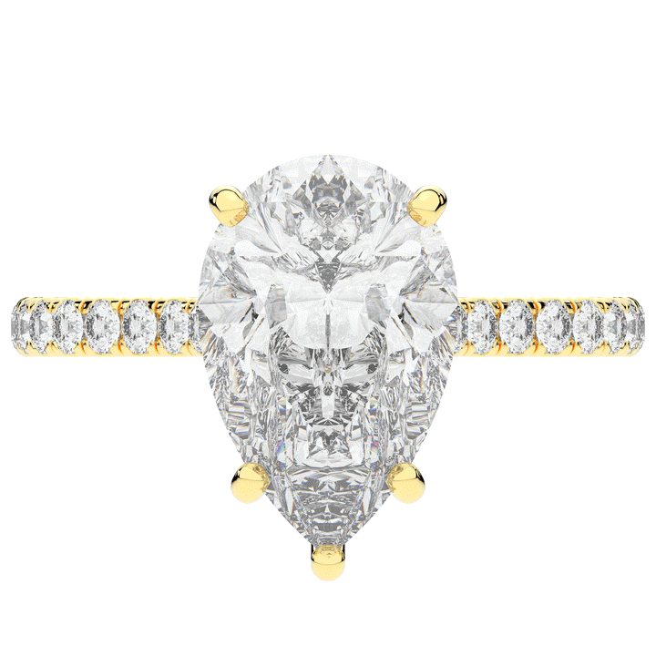 4.60CT.TW PEAR LAB DIAMOND UNDERHALO SOLITAIRE ENGAGEMENT RING - Nazarelle