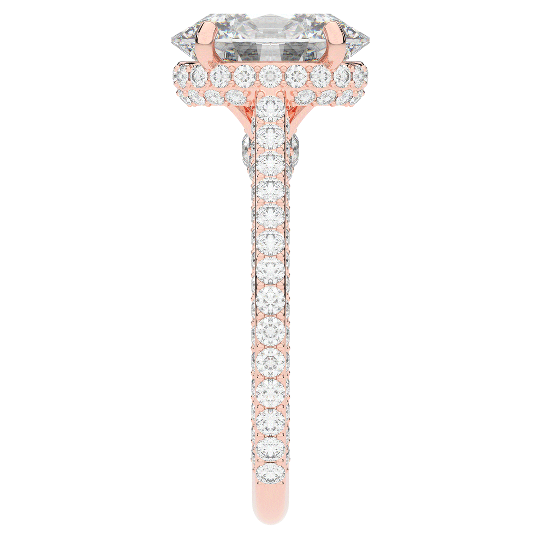 4.00CT.TW OVAL LAB DIAMOND UNDERHALO SOLITAIRE ENGAGEMENT RING - Nazarelle