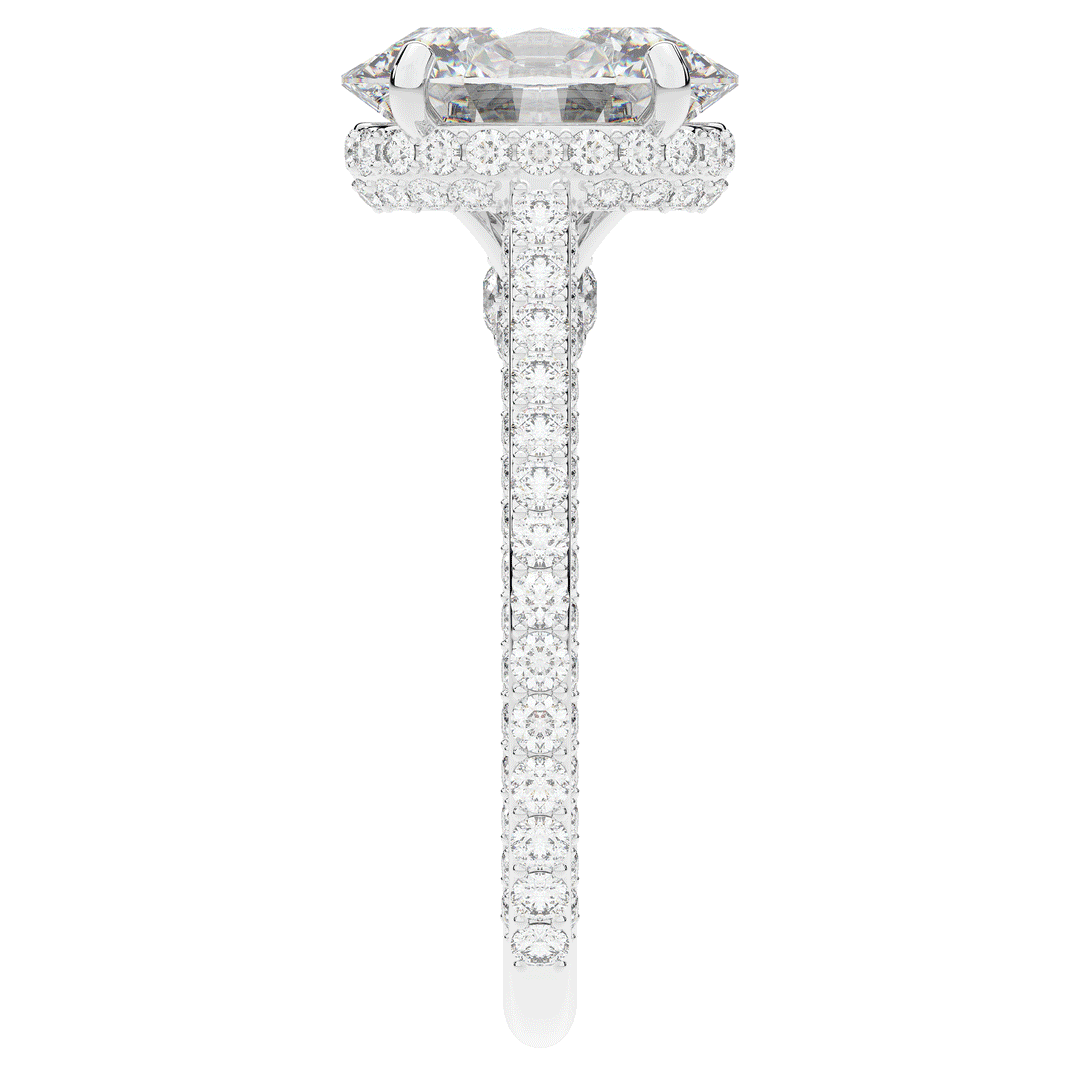 4.00CT.TW OVAL LAB DIAMOND UNDERHALO SOLITAIRE ENGAGEMENT RING - Nazarelle