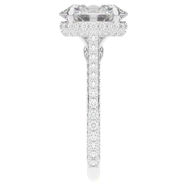 4.00CT.TW OVAL LAB DIAMOND UNDERHALO SOLITAIRE ENGAGEMENT RING - Nazarelle