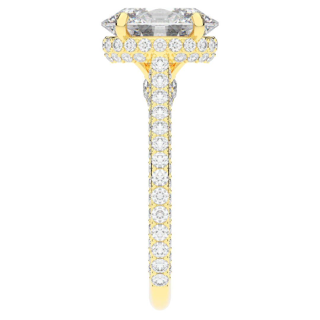 4.00CT.TW OVAL LAB DIAMOND UNDERHALO SOLITAIRE ENGAGEMENT RING - Nazarelle