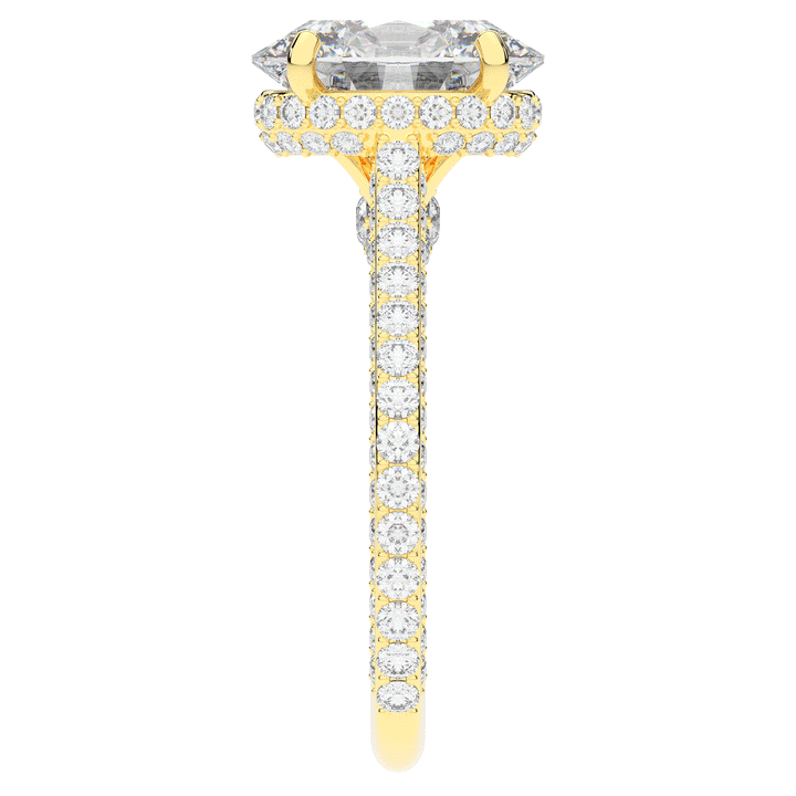 4.00CT.TW OVAL LAB DIAMOND UNDERHALO SOLITAIRE ENGAGEMENT RING - Nazarelle