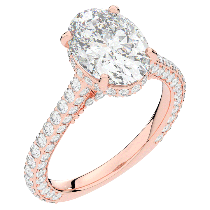 4.00CT.TW OVAL LAB DIAMOND UNDERHALO SOLITAIRE ENGAGEMENT RING - Nazarelle
